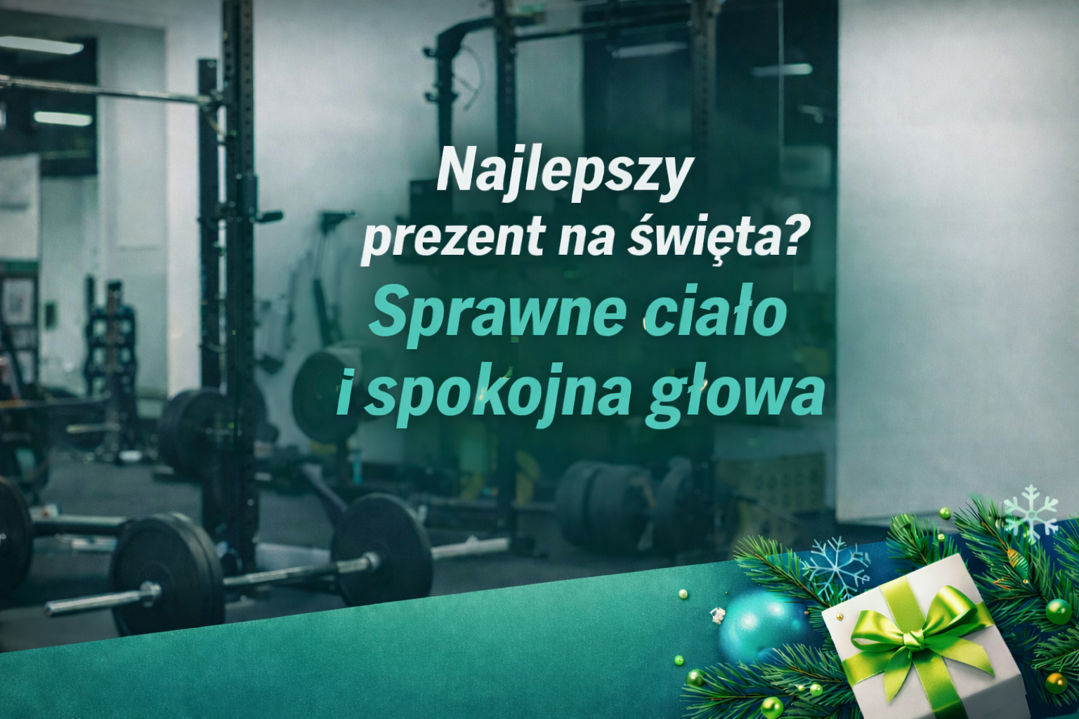 Trener personalny Kraków – studio treningowe przygotowane na zimę i święta, sprzęt treningowy w kameralnym studiu, trening jako prezent, sprawne ciało i spokojna głowa